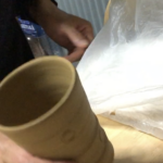 須恵器の円筒埴輪に白化粧、、、、、、、