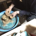 蓋物のロクロ作業、、、、